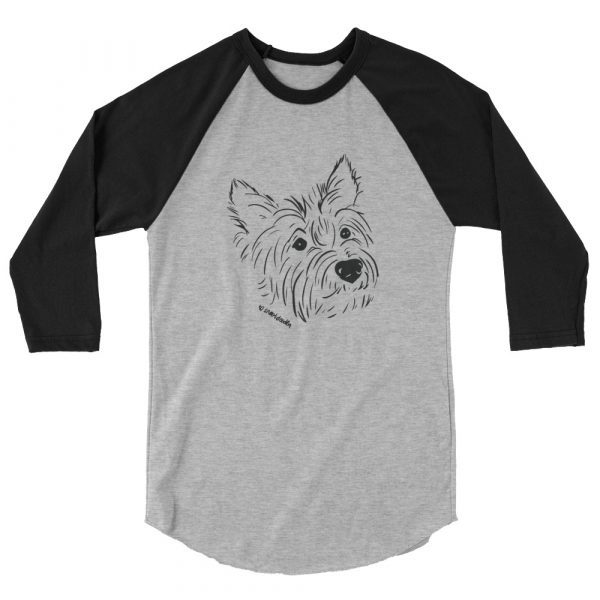 Handsome Cairn Terrier - Angus #1 BLK 3/4 sleeve raglan shirt - Image 2