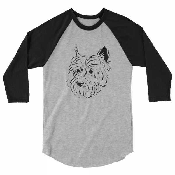 Handsome Cairn Terrier – Chester #1 BLK 3/4 sleeve raglan shirt - Image 5