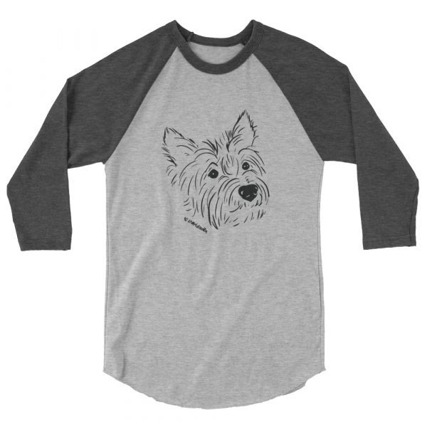 Handsome Cairn Terrier - Angus #1 BLK 3/4 sleeve raglan shirt - Image 4