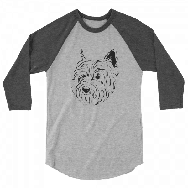 Handsome Cairn Terrier – Chester #1 BLK 3/4 sleeve raglan shirt - Image 7