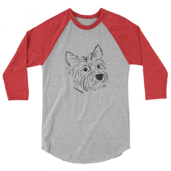 Handsome Cairn Terrier - Angus #1 BLK 3/4 sleeve raglan shirt - Image 3