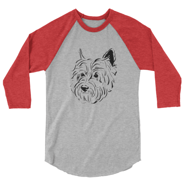 Handsome Cairn Terrier – Chester #1 BLK 3/4 sleeve raglan shirt - Image 6