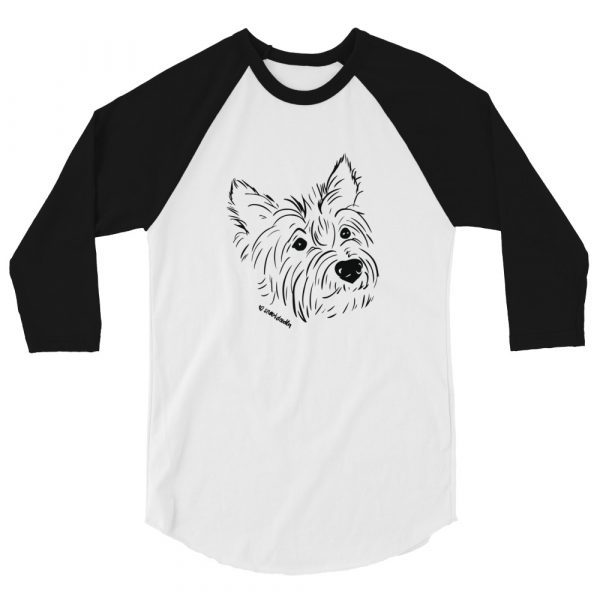 Handsome Cairn Terrier - Angus #1 BLK 3/4 sleeve raglan shirt