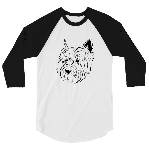 Handsome Cairn Terrier – Chester #1 BLK 3/4 sleeve raglan shirt