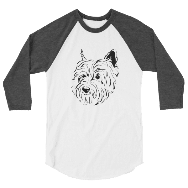 Handsome Cairn Terrier – Chester #1 BLK 3/4 sleeve raglan shirt - Image 9