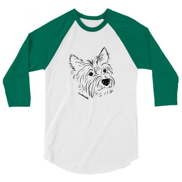 Handsome Cairn Terrier - Angus #1 BLK 3/4 sleeve raglan shirt - Image 7