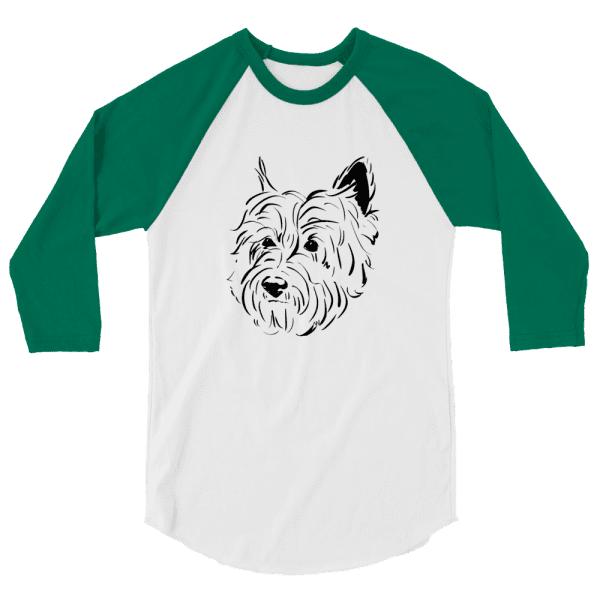 Handsome Cairn Terrier – Chester #1 BLK 3/4 sleeve raglan shirt - Image 10