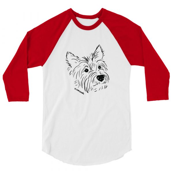 Handsome Cairn Terrier - Angus #1 BLK 3/4 sleeve raglan shirt - Image 5