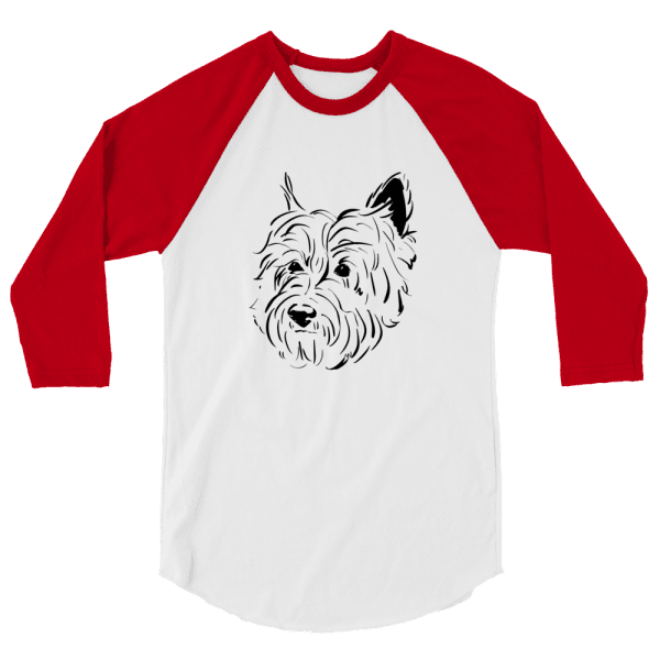 Handsome Cairn Terrier – Chester #1 BLK 3/4 sleeve raglan shirt - Image 8